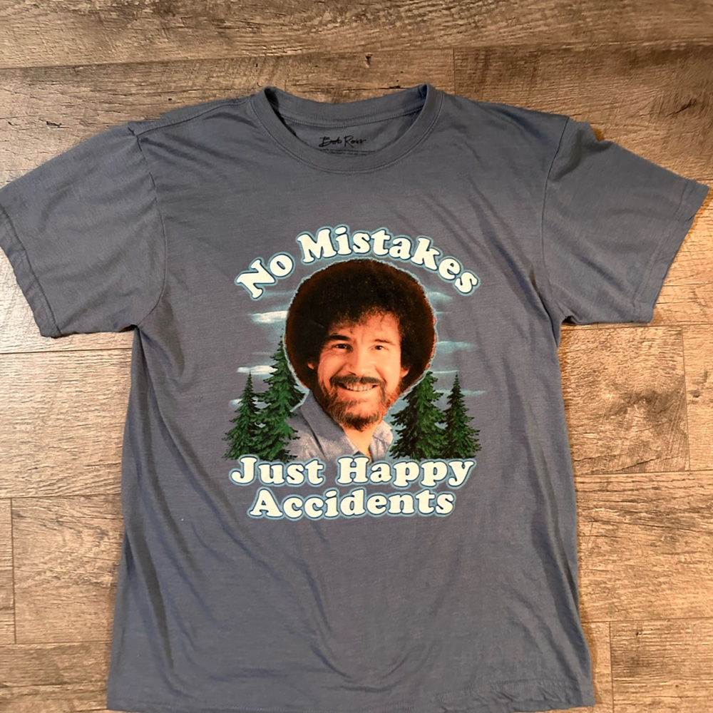 Gray Graphic Bob Ross T-Shirt